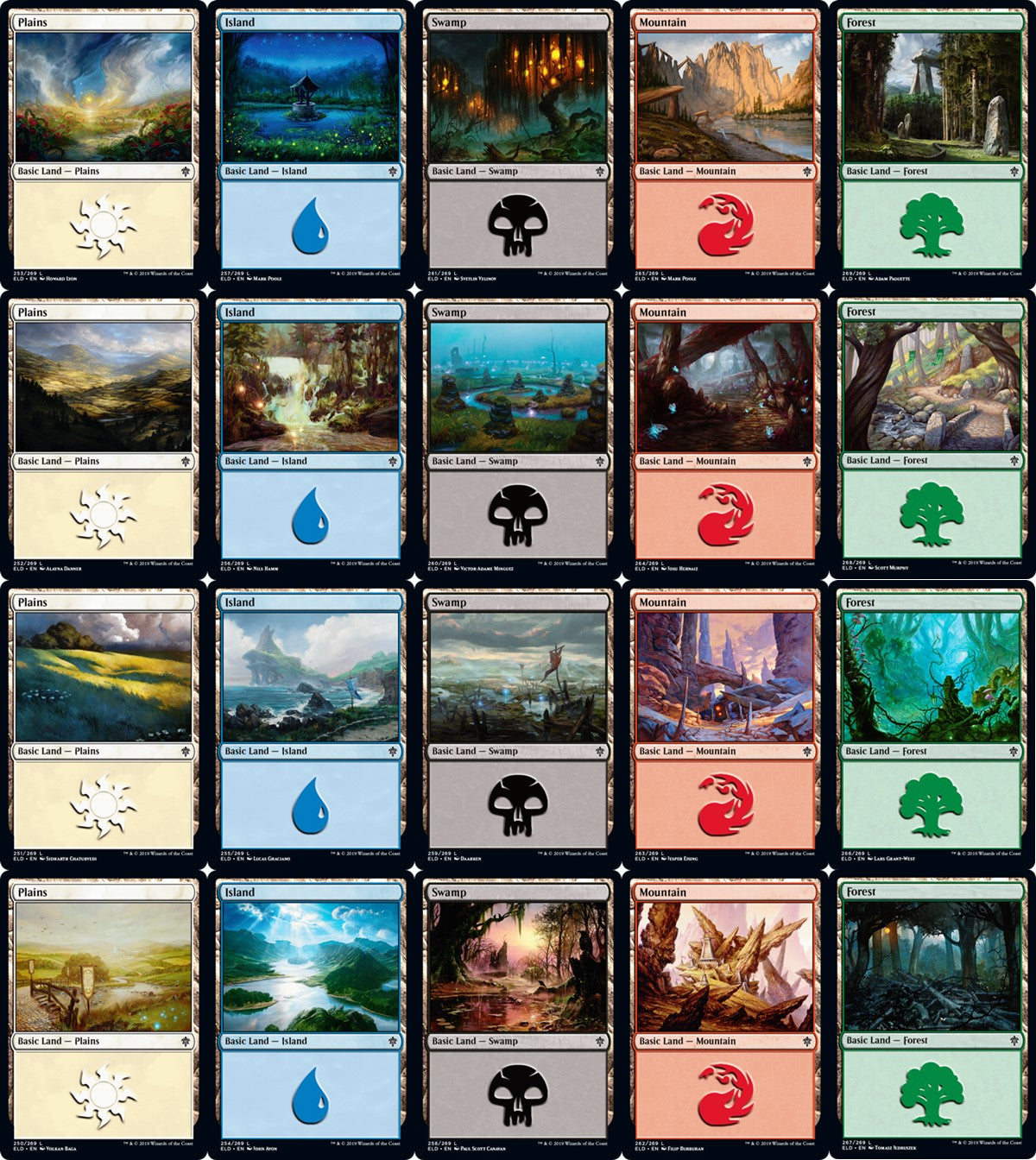 Throne of Eldraine Basic Land set (1 each of 20)