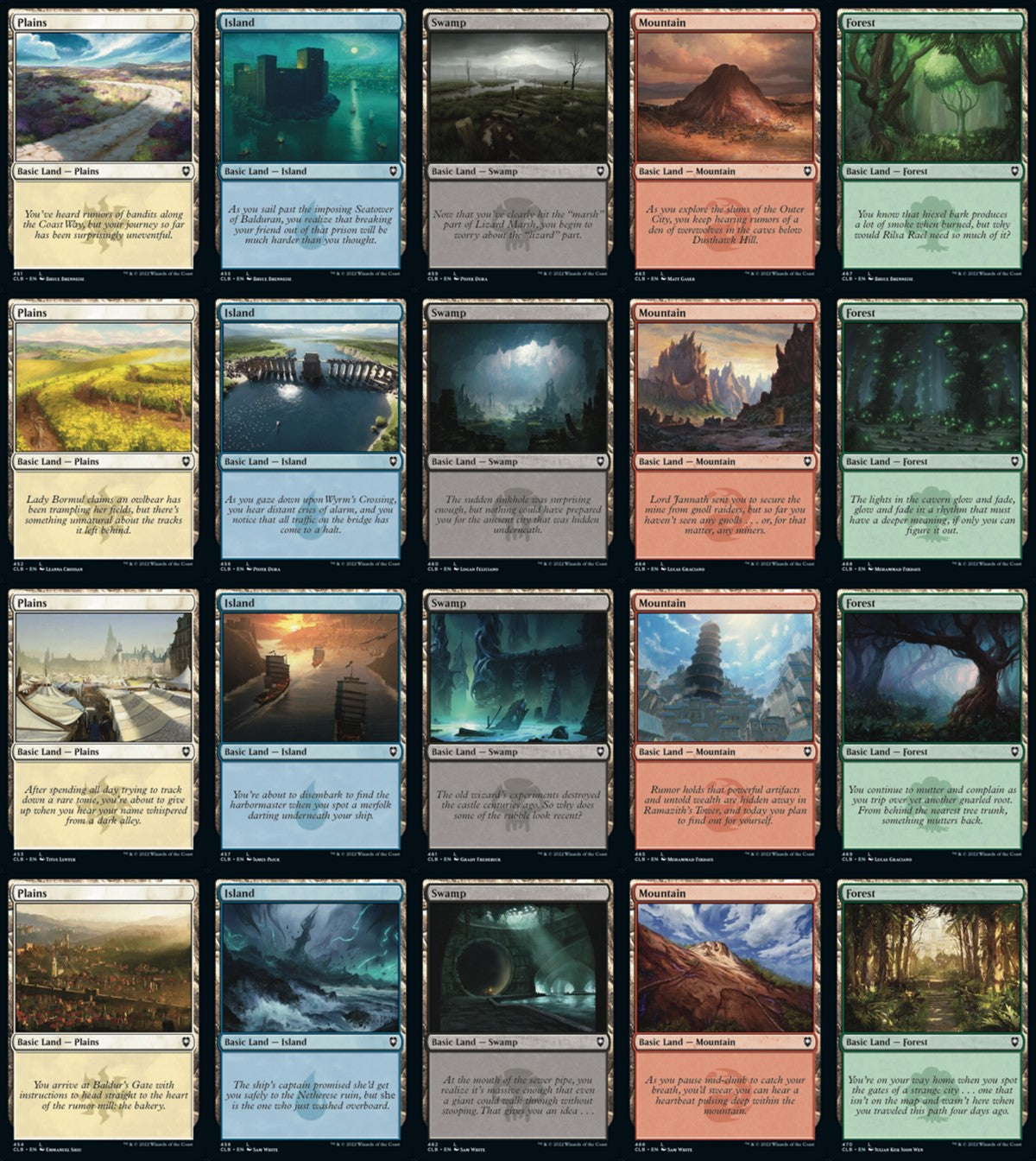 Battle for Baldur's Gate Basic Land set (1 each of 20) - Foil