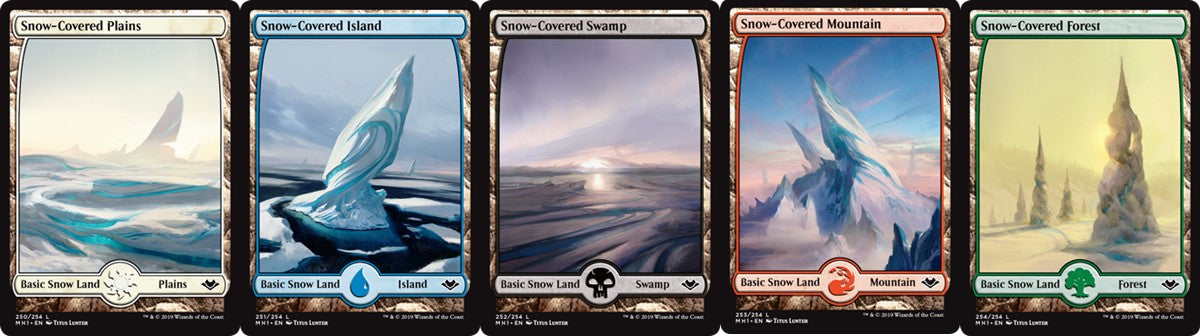 Modern Horizons Full Art Snow Land set  (1 each of 5) - Full Art