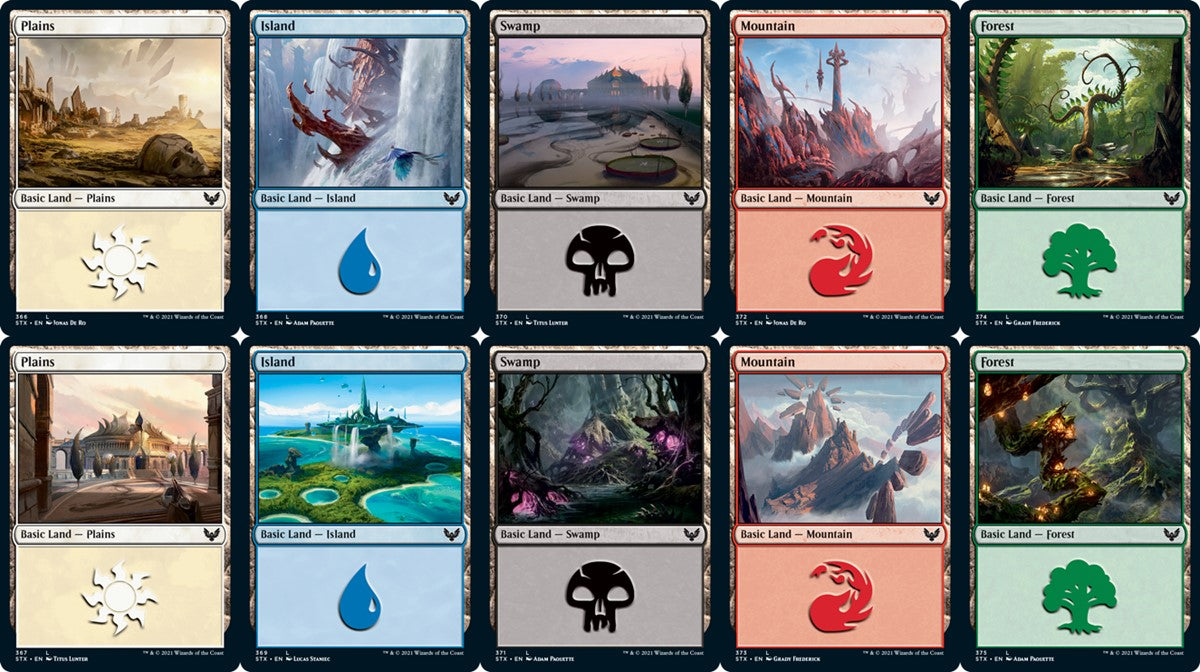 Strixhaven Basic Land set (1 each of 10) - Foil