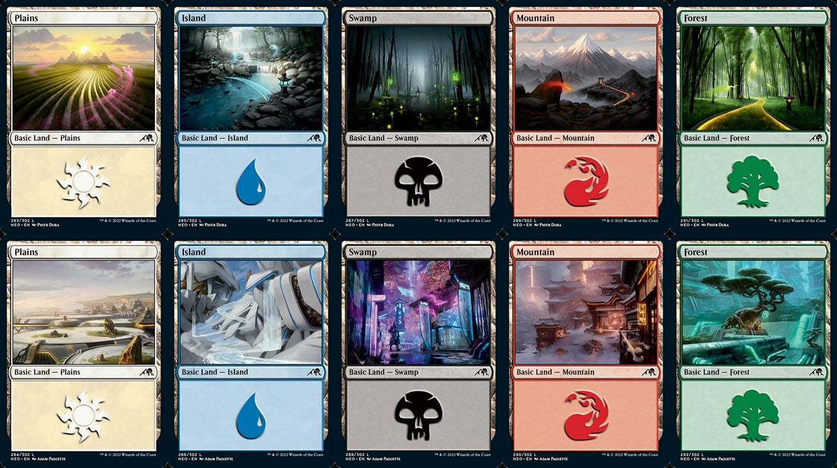 Kamigawa: Neon Dynasty Basic Land set (1 each of 10) - Foil