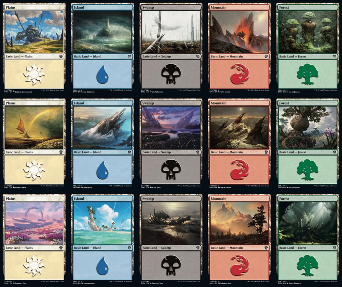 Dominaria United Basic Land set (1 each of 15) - Foil