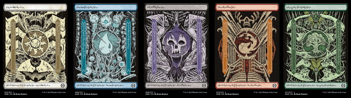 Phyrexia: All Will Be One Phyrexian Land set (1 each of 5) - Full Art - Phyrexian