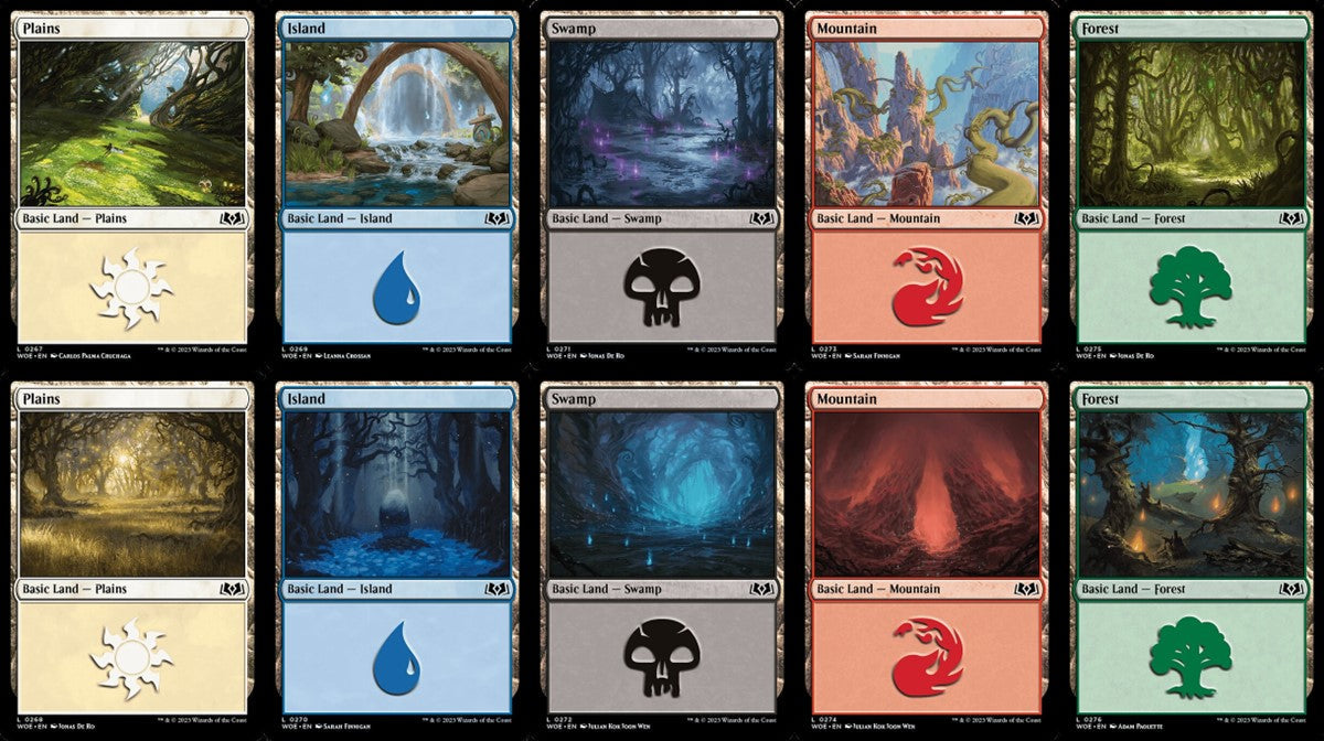 Wilds of Eldraine Basic Land set (1 each of 10) - Foil