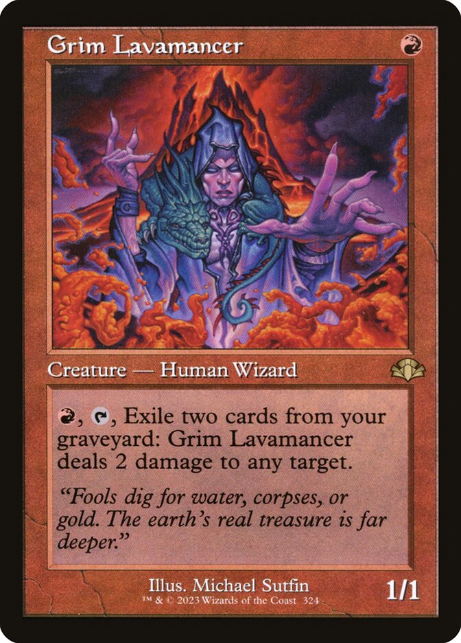 Grim Lavamancer - Retro Frame - Foil
