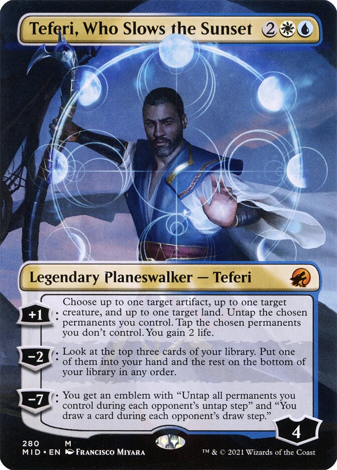 Teferi, Who Slows the Sunset - Borderless - Foil